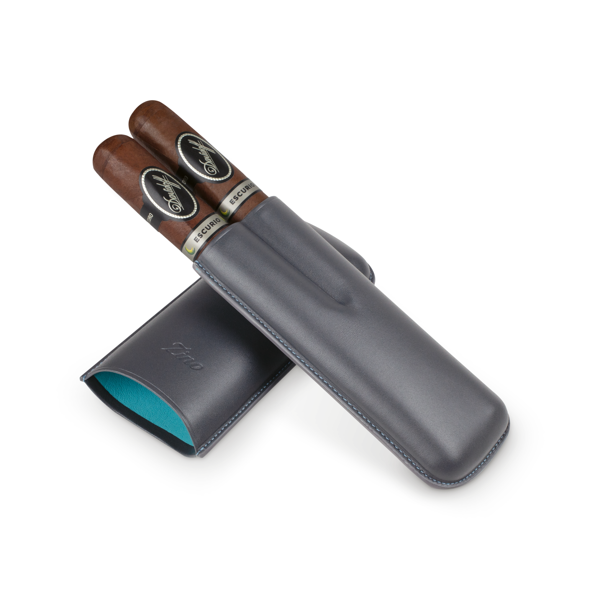 Zino Zigarrenetui XL-2 Leder grau cyan