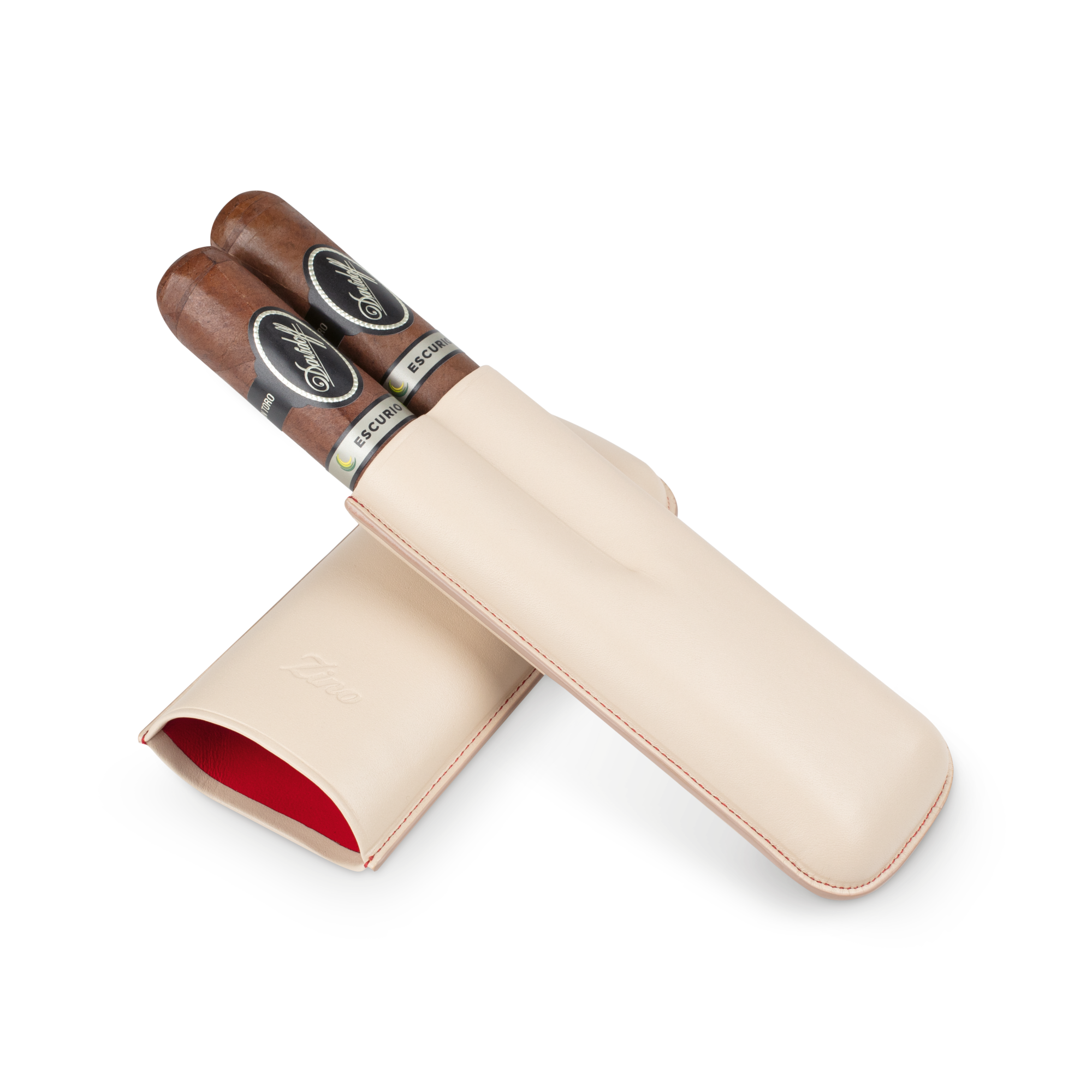 Zino Zigarrenetui XL-2 Leder beige rot